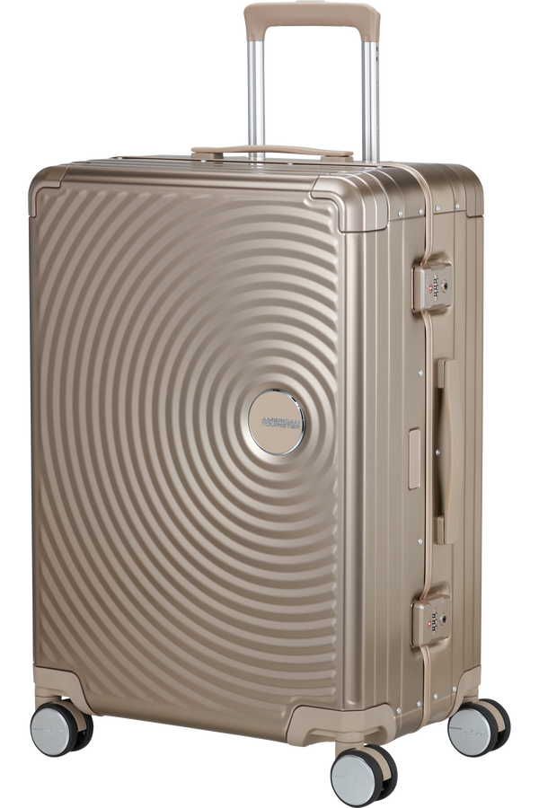 Mala de Viagem Média 68cm 4 Rodas em Alumínio Bronze - Soundbox Alu | American Tourister®