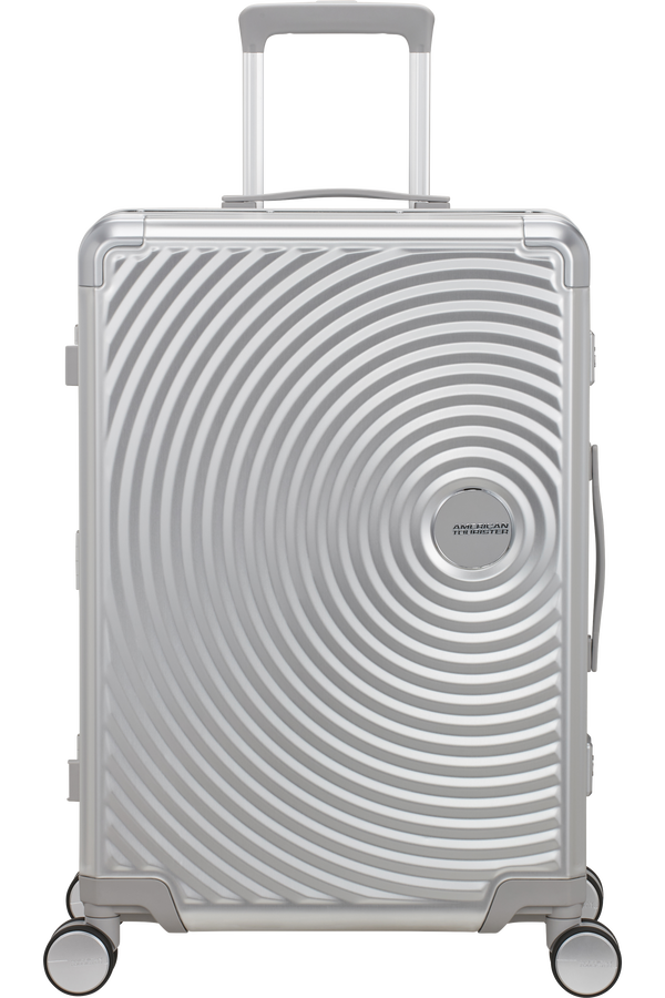 Mala de Viagem Média 68cm 4 Rodas em Alumínio Prata - Soundbox Alu | American Tourister®