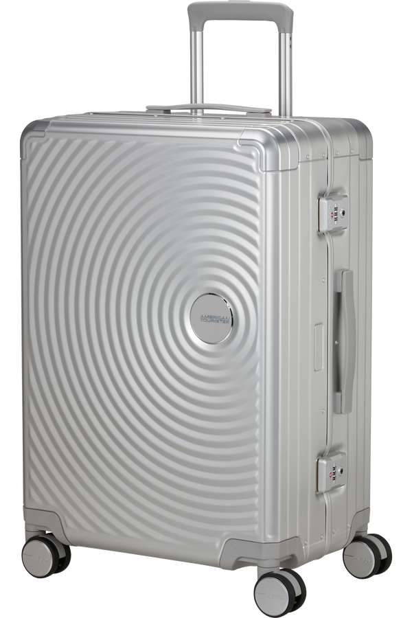 Mala de Viagem Média 68cm 4 Rodas em Alumínio Prata - Soundbox Alu | American Tourister®