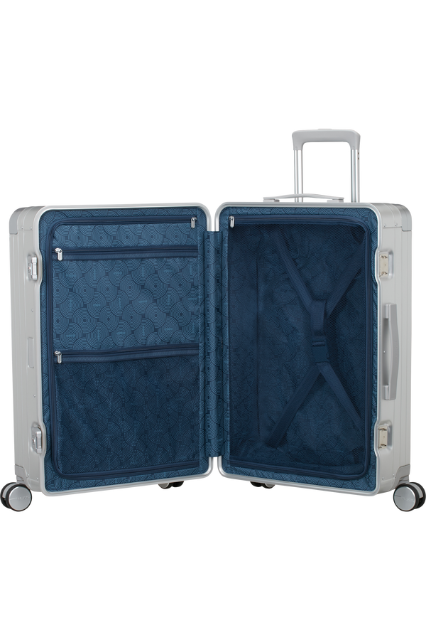 Mala de Viagem Média 68cm 4 Rodas em Alumínio Prata - Soundbox Alu | American Tourister®