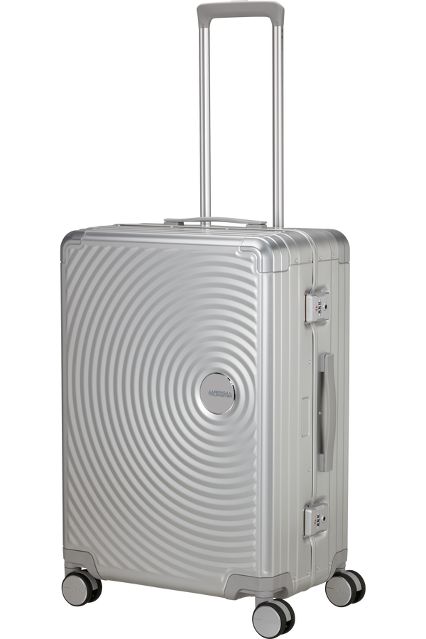 Mala de Viagem Média 68cm 4 Rodas em Alumínio Prata - Soundbox Alu | American Tourister®