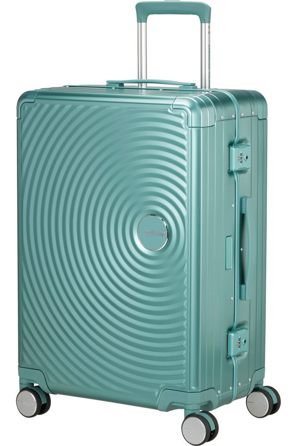 Mala de Viagem Média 68cm 4 Rodas em Alumínio Turquesa - Soundbox Alu | American Tourister®