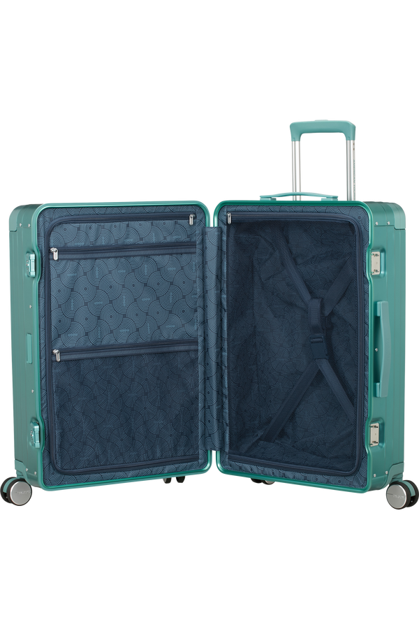 Mala de Viagem Média 68cm 4 Rodas em Alumínio Turquesa - Soundbox Alu | American Tourister®