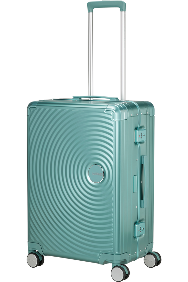 Mala de Viagem Média 68cm 4 Rodas em Alumínio Turquesa - Soundbox Alu | American Tourister®