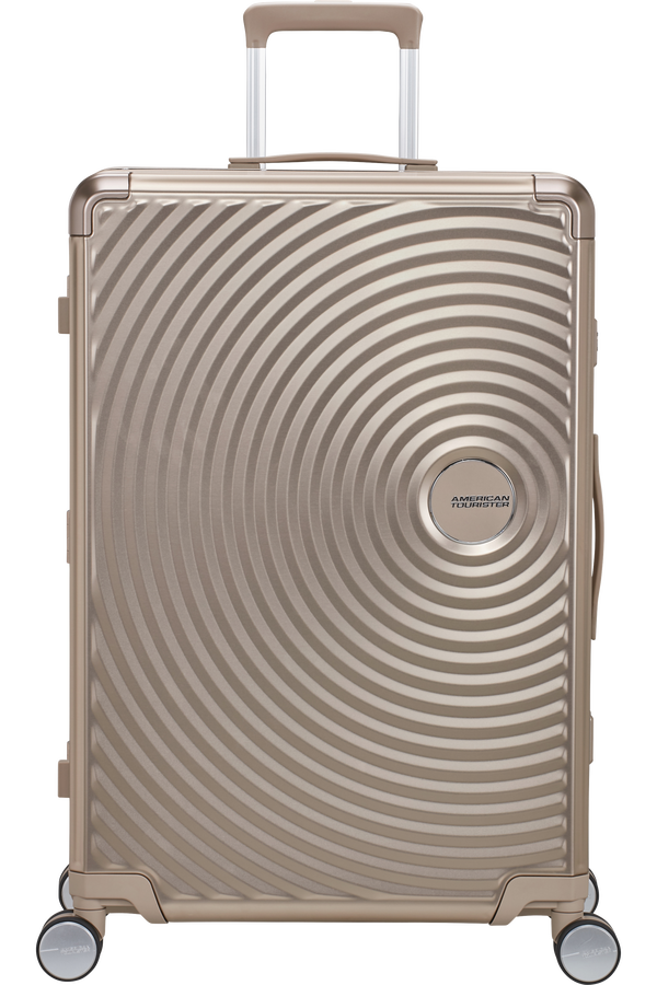 Mala de Viagem Grande 77cm 4 Rodas em Alumínio Bronze - Soundbox Alu | American Tourister®