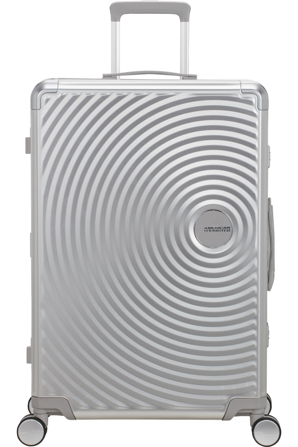 Mala de Viagem Grande 77cm 4 Rodas em Alumínio Prata - Soundbox Alu | American Tourister®