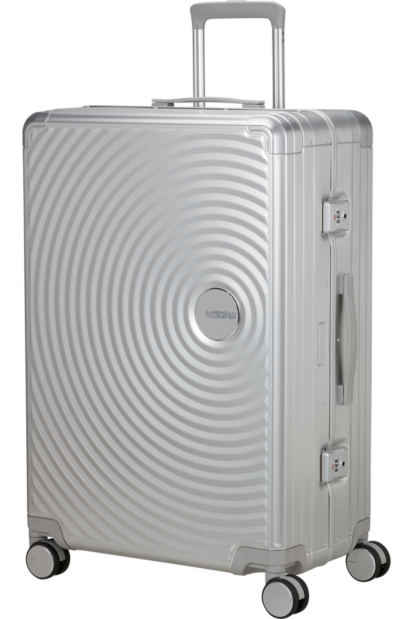 Mala de Viagem Grande 77cm 4 Rodas em Alumínio Prata - Soundbox Alu | American Tourister®