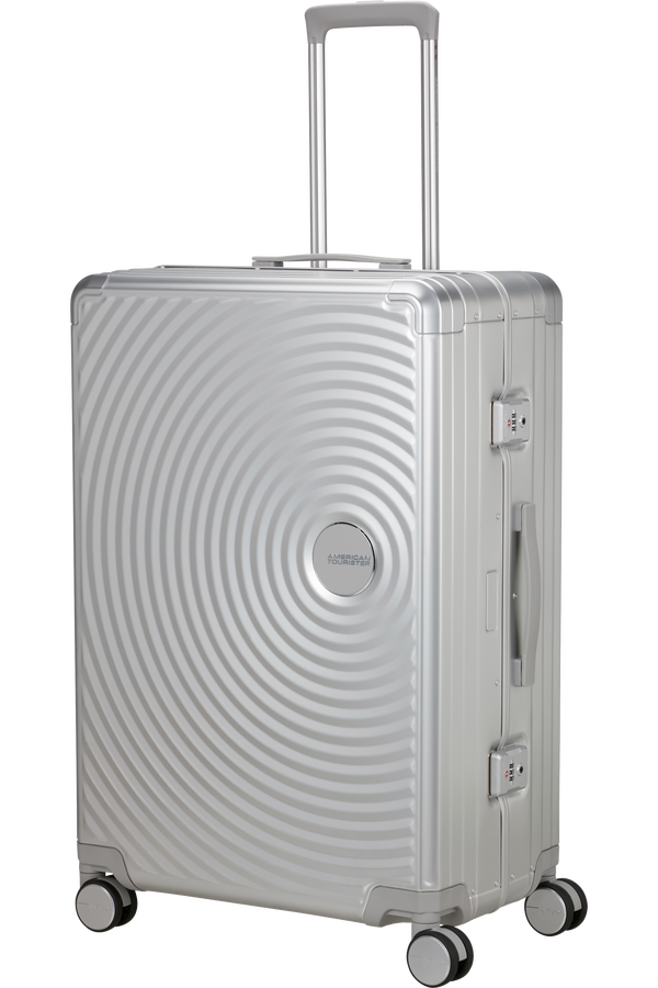 Mala de Viagem Grande 77cm 4 Rodas em Alumínio Prata - Soundbox Alu | American Tourister®