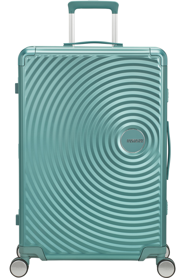 Mala de Viagem Grande 77cm 4 Rodas em Alumínio Turquesa - Soundbox Alu | American Tourister®