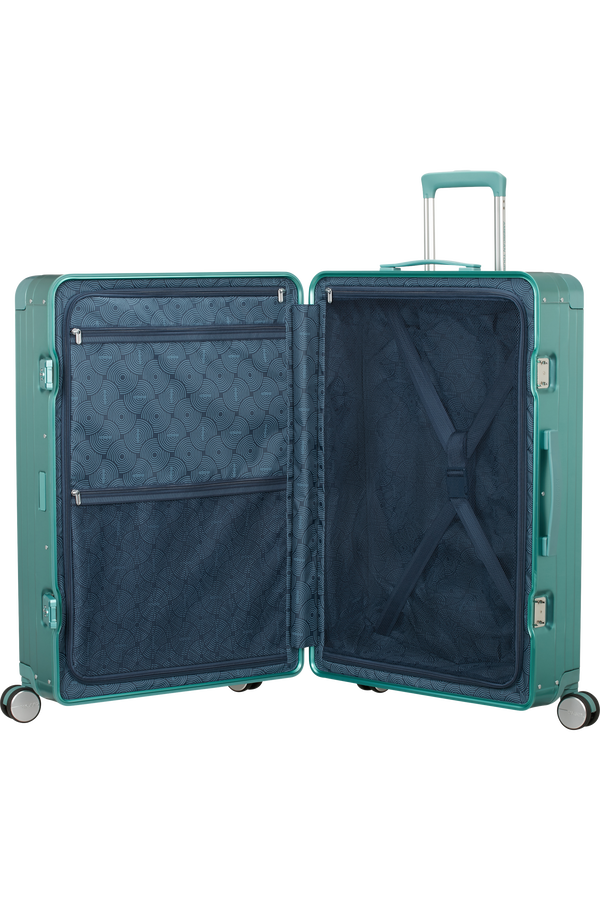 Mala de Viagem Grande 77cm 4 Rodas em Alumínio Turquesa - Soundbox Alu | American Tourister®