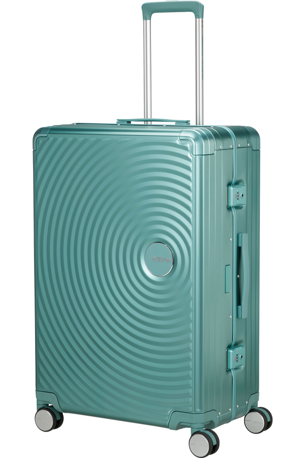 Mala de Viagem Grande 77cm 4 Rodas em Alumínio Turquesa - Soundbox Alu | American Tourister®