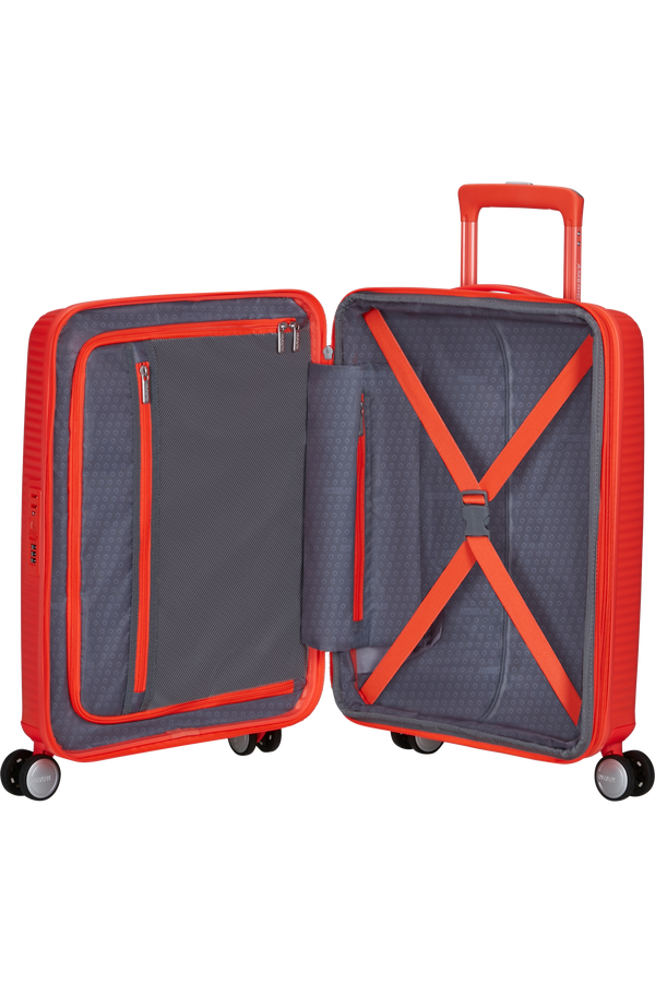 Mala de Cabine 55cm Expansível 4 Rodas Laranja Néon - Soundbox | American Tourister®