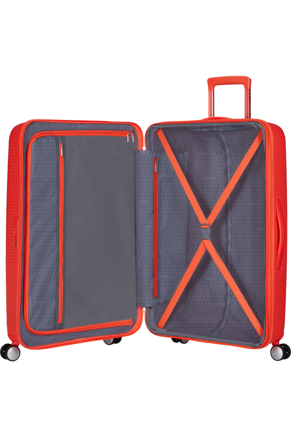 Mala de Viagem Grande 77cm Expansível 4 Rodas Laranja Néon - Soundbox | American Tourister®