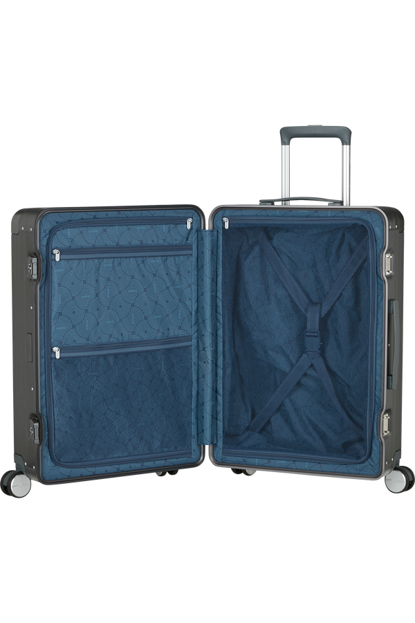 Mala de Viagem Média 68cm 4 Rodas em Alumínio Antracite - Soundbox Alu | American Tourister®