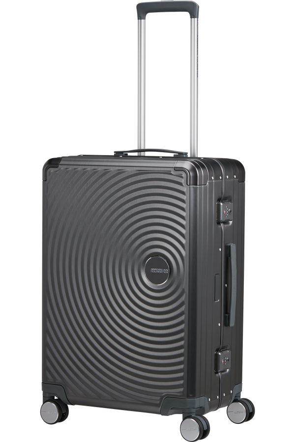 Mala de Viagem Média 68cm 4 Rodas em Alumínio Antracite - Soundbox Alu | American Tourister®