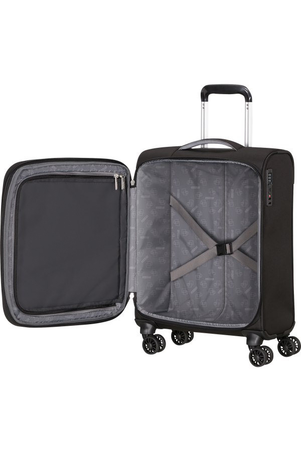 Mala de Cabine 55cm Expansível 4 Rodas Preta - CloudRider | American Tourister®