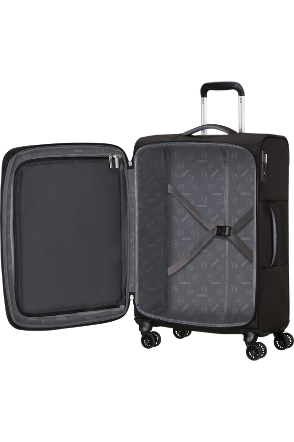 Mala de Viagem Média 67cm Expansível 4 Rodas Preta - CloudRider | American Tourister®