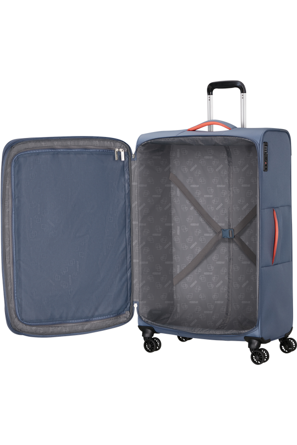 Mala de Viagem Grande 77cm cm Expansível 4 Rodas Azul-Pedra - CloudRider | American Tourister®