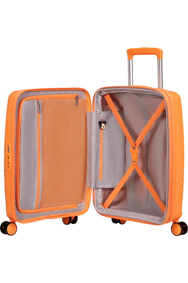 Mala de Cabine 55cm Expansível 4 Rodas Mickey Pêssego Laranja - Mickey Magic | American Tourister®