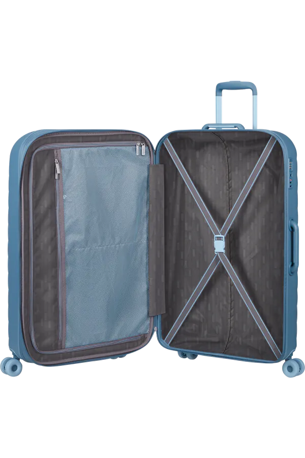 Mala de Viagem Grande 77cm Expansível 4 Rodas Azul Aço - Neovibe | American Tourister®