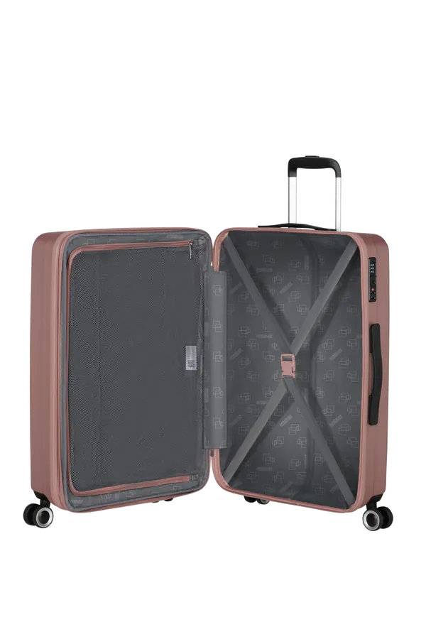 Mala de Viagem Média 66cm Expansível 4 Rodas Rosa Metálico - AeroJoy | American Tourister